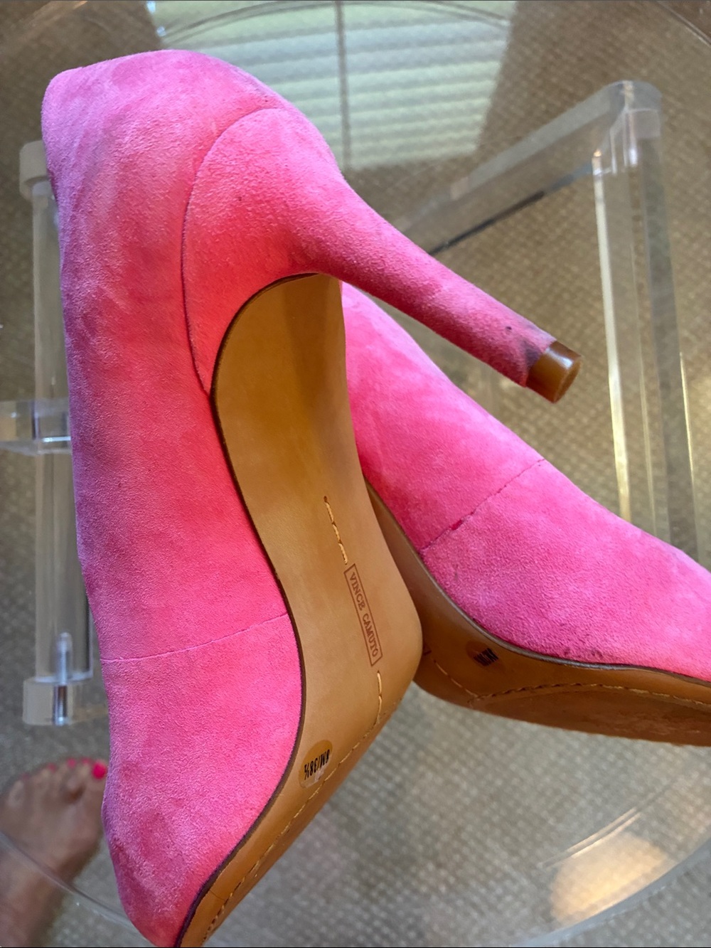 Vince Camuto Pink Suede Pointed-Toe Pumps - Picture 6 of 6
